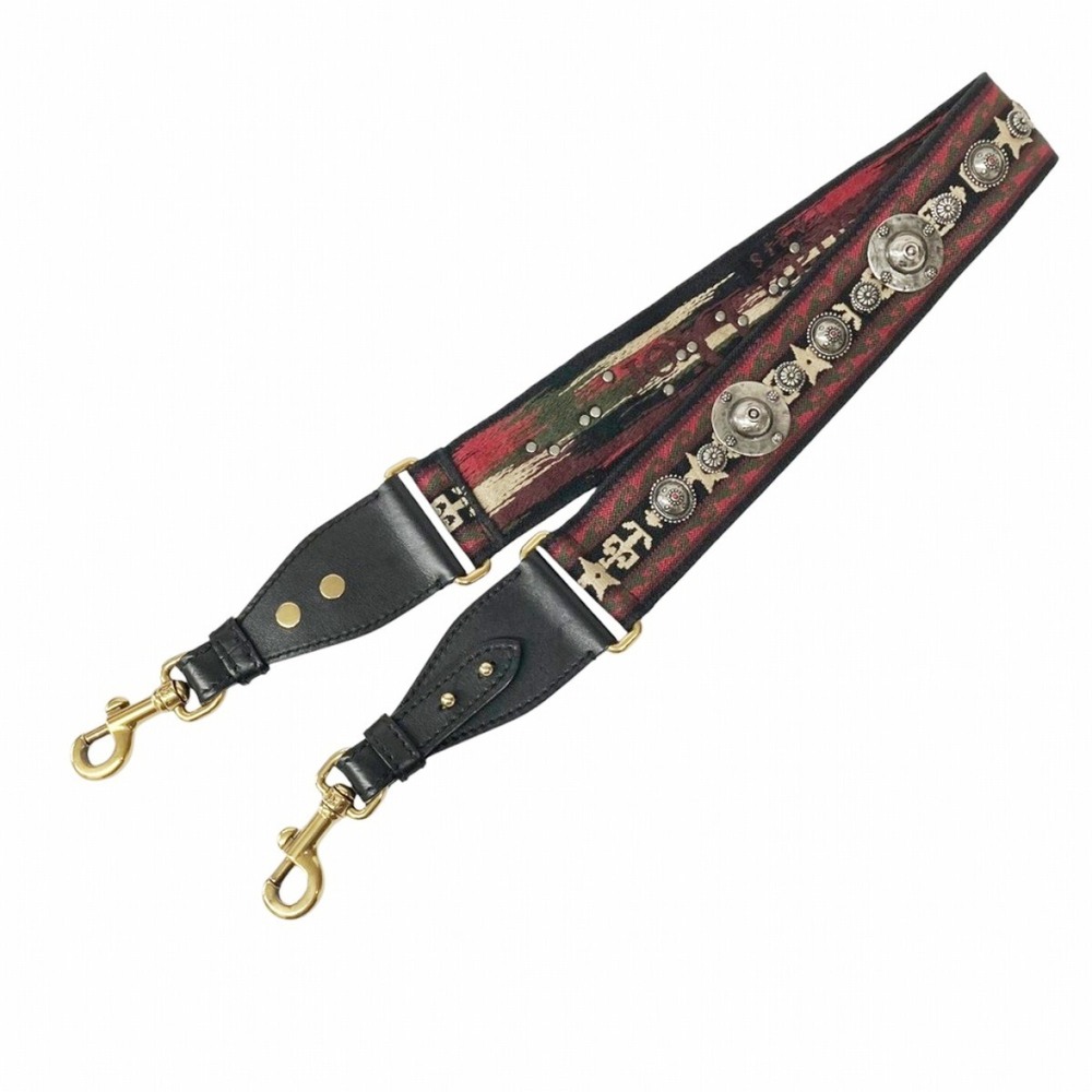 Christian Dior embroidered medallion shoulder strap, canvas and leather.